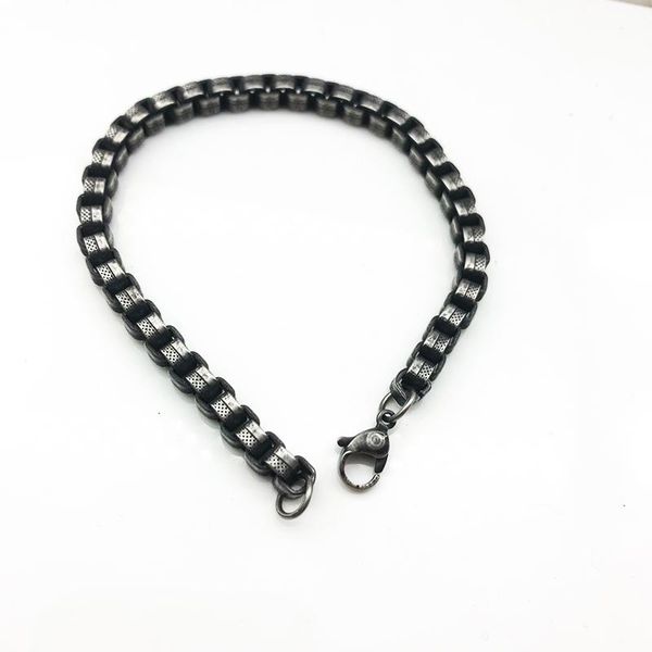 

link, chain bracelet men retro charms homme stainless steel bracelets for on hand fashion hip hop jewelry 2021 gift, Black