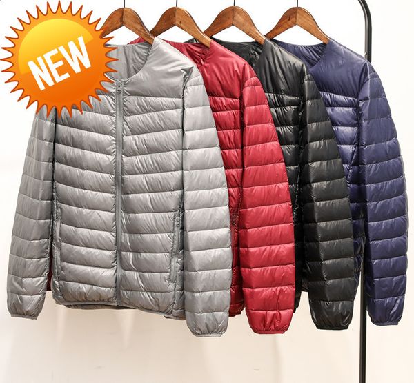 

2019 new spring autumn casual light thin down coat men slim o-neck short mens clothing fashion all-match winter down jacket m580, Black