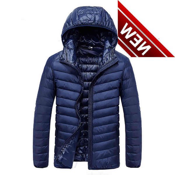 

white duck down jacket male windproof waterproof parkas coats ultra light stand collar, Black