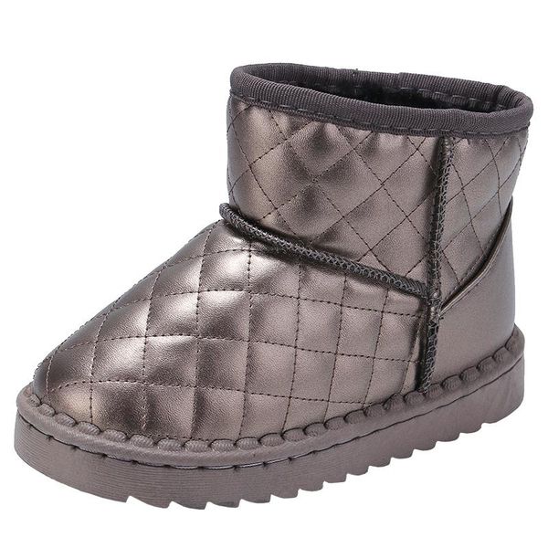 

boots chlid 2021 winter baby girls boys snow warm plush outdoor soft bottom non-slip children kids shoes, Black;grey