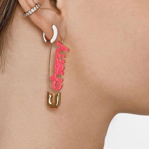 

stud 2021 unique simple paperclip safety pin studs fashion elegant women girls jewelry gold minimal delicate earring gift, Golden;silver
