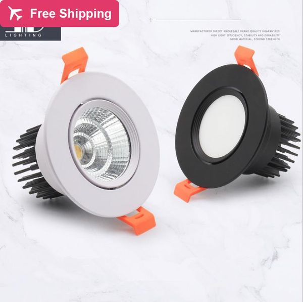 

downlights 10pc led spotlight ceiling lamp recessed cob downlight dimmable 220v 110v warm / pure/cold white round spot