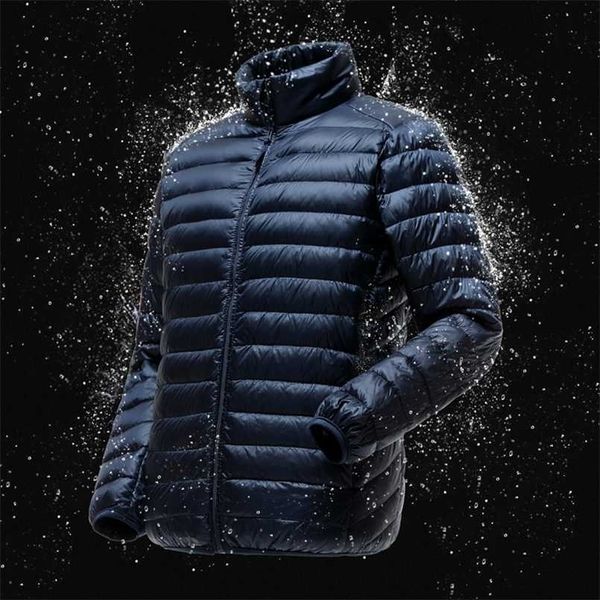 

men's lightweight water-resistant packable puffer jacket arrivals autumn winter male fashion stand collar down coats 211011, Black