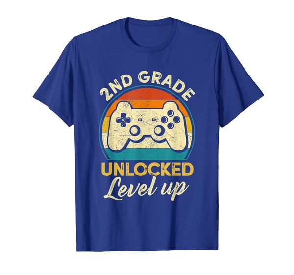 

2nd grade unlocked gamer teacher kids back to school t-shirt, White;black