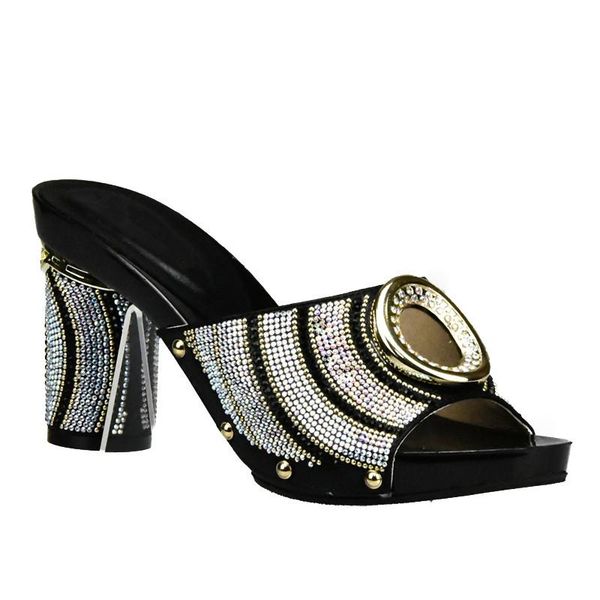 

dress shoes latest african women wedding shoe woman open toe ladies pumps party decorated with rhinestone, Black