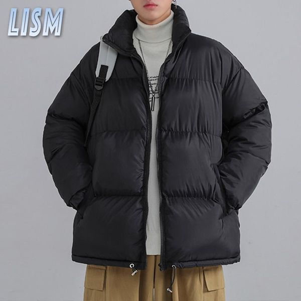 

men's jackets lism mens harajuku colorful bubble coat 2021 winter cotton parka jacket men streetwear hip hop korean black, Black;brown