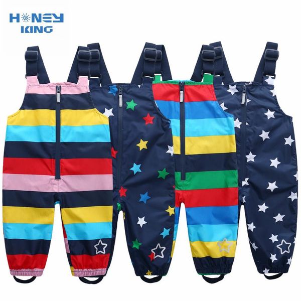 

honeyking children waterproof rain pants baby jumpsuits boys girls overalls strap pants fashion kids overalls, Blue