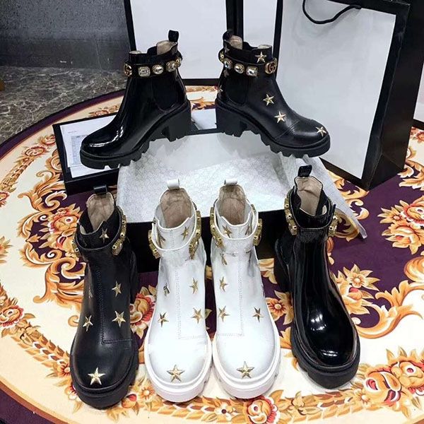 

woman's leather shoes lace up ribbon belt buckle ankle factory direct female rough heel round head autumn winter mar n0005, Black