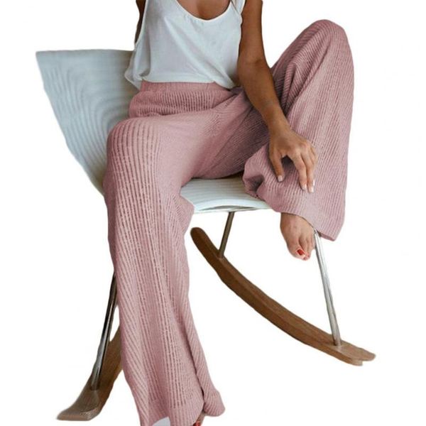 

women's pants & capris casual women high waist solid color trousers autumn straight wide leg knitted clothing street wear, Black;white