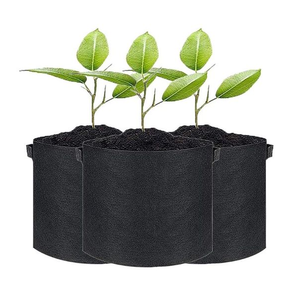 

planters & pots 3-pack 7 gallons thickened nonwoven fabric grow bags with handles for plant vegetables garden outdoor or indoor use