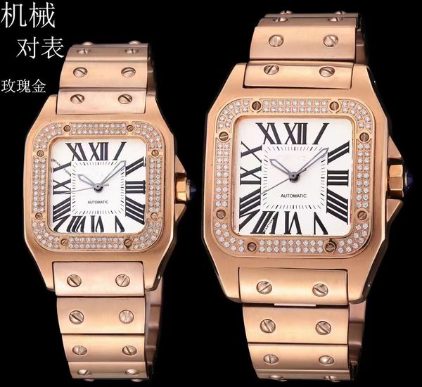 

factory men watch diamond santo wssa0018 mens automatic mechanical watches white dial sapphire glass stainless steel leather strap292k, Slivery;brown