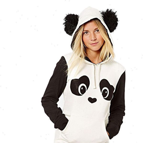 

women hoodies sweatshirts panda pocket hoodie sweatshirt hooded pullover blouse casual hoodie sweatshirt c2735, Black