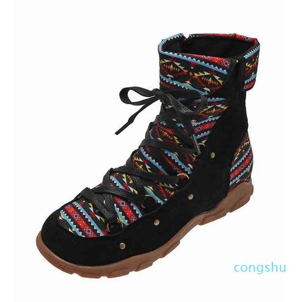 

women's flat short boots grey high autumn martin22, Black