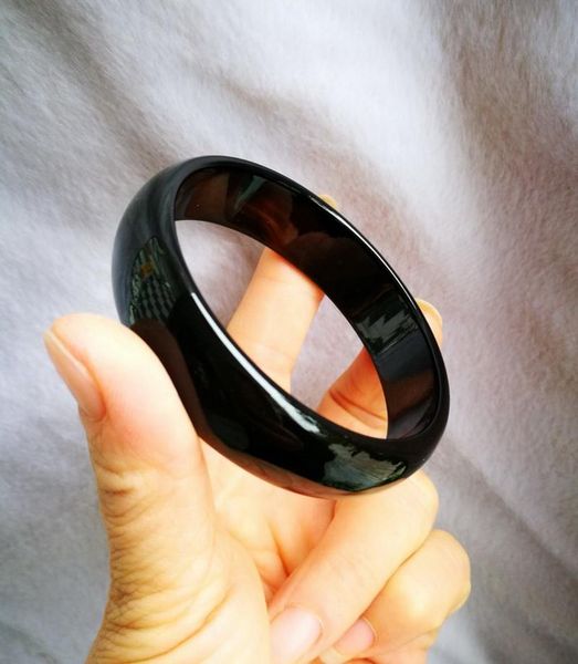 

bangle only genuine asia black natural agate jade bracelet inner size 60mm