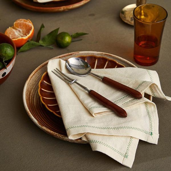 

table napkin high-grade western food napkins white pink household heat insulation placemat cloth linen fabric 45*45 anti- towel