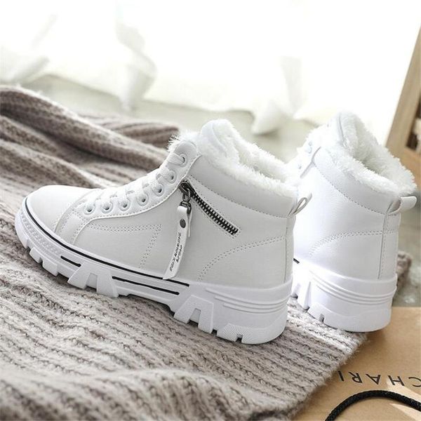 

boots winter women ladies female brand fashion designer plush leather shoes luxury fur platform ankle snow, Black