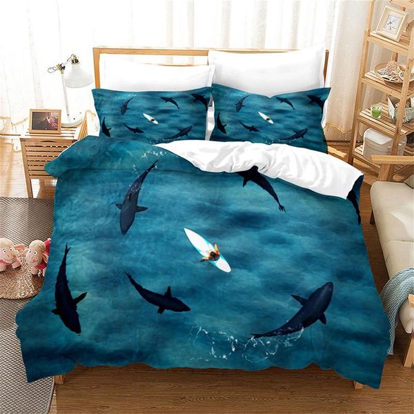 

bedding sets undersea creature whale duvet cover 2/3pcs home textile kit comforter