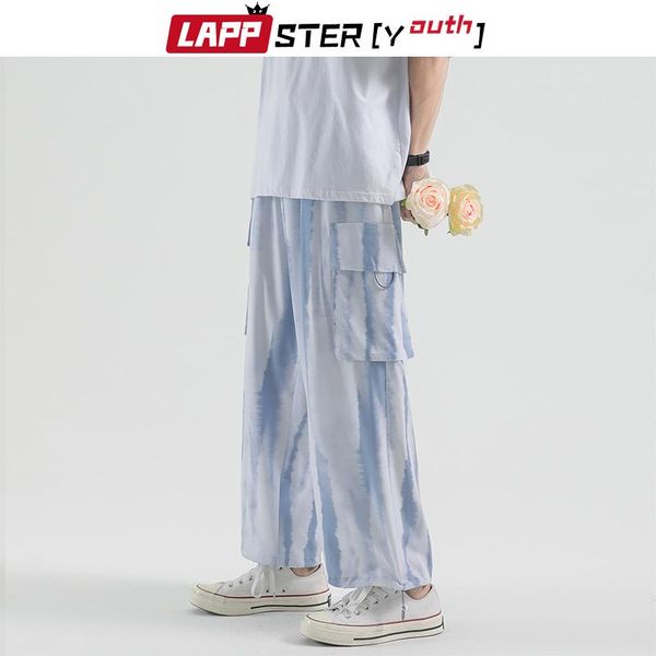 

men's pants -youth men packets tie dye harajuku baggy joggers 2022 mens hip hop streetwear sweatpants man vintage causal, Black