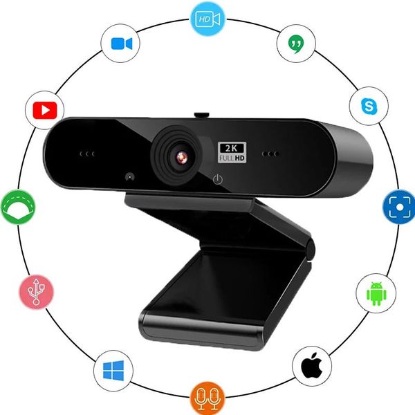 

webcam 2k 2560x1440p web camera video pc camera live online teaching mini usb webcam for streaming web with microphone