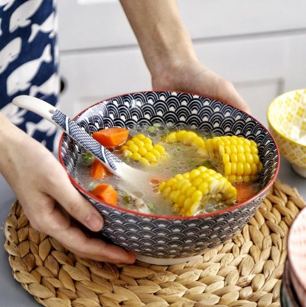 

bowls large soup bowl glaze color simple ceramic household tableware ramen noodles rice cute
