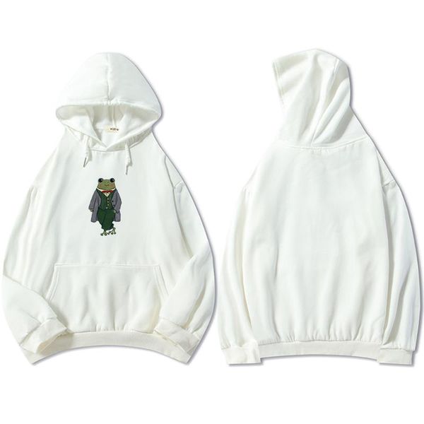 

women's hoodies & sweatshirts vintage pullover sweatshirt women thick plus gentleman frog hooded oversize cotton loose fit hoodie, Black