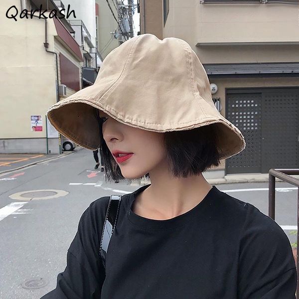 

wide brim hats sun women bucket hat female student summer all-match sunproof japanese style sunhat solid simple fashion chic casual daily, Blue;gray