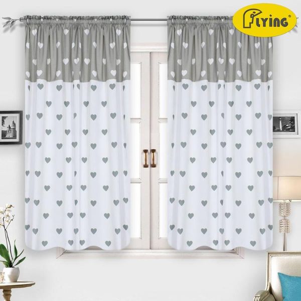 

curtain & drapes flying printing fabric with heart design in heavy butterfly decorate two different color part