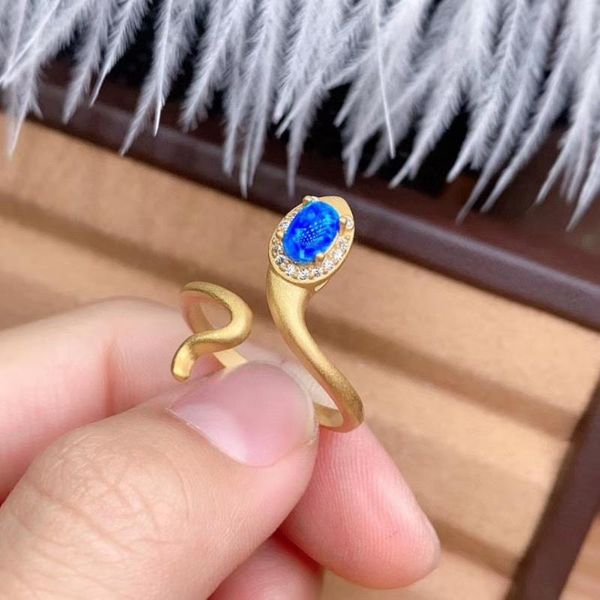 

cluster rings gift real natural opal ring 925 sterling silver classical, Golden;silver