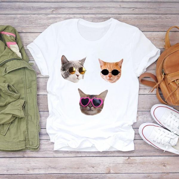 

women cat short sleeve beach holiday love fashion clothing summer shirt t-shirts t graphic female ladies womens tee t-shirt, White