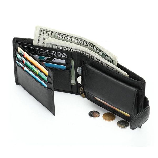 

wallets genuine leather wallet men small short coin purse card holder large capacity male pocket hasp, Red;black