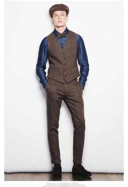 

men's suits & blazers suit formal slim fit grooms herringbone retro vest back satin with nine pants for wedding business party banquet, White;black