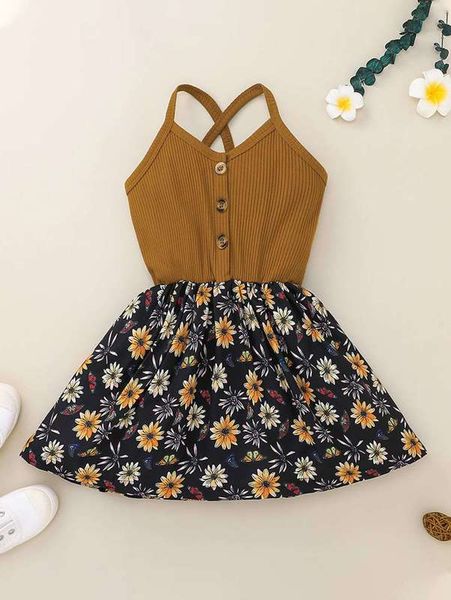 

toddler girls floral criss cross back cami dress she, Red;yellow