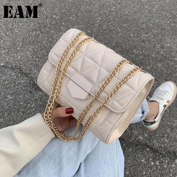 

[eam] women spring new green chains pu leather flap personality all-match crossbody shoulder bag fashion tide 2021 18a2135