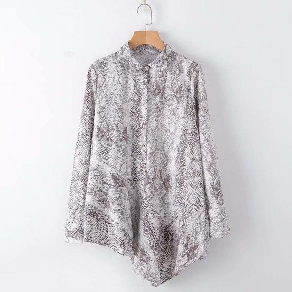 

new spring floral print long sleeve blouse women casual irregular shirts turn down collar for ladies street wear xz2662, White