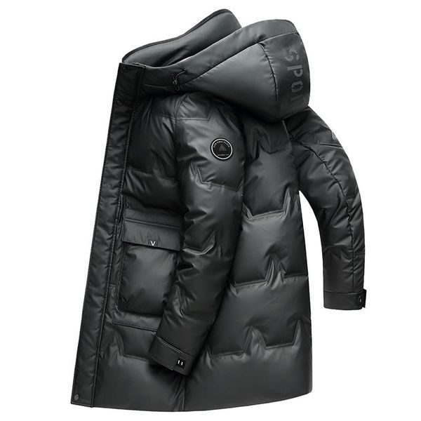 

men's down & parkas brand 90% white duck jacket men fashion long style hooded warm winter male windproof windbreaker, Black