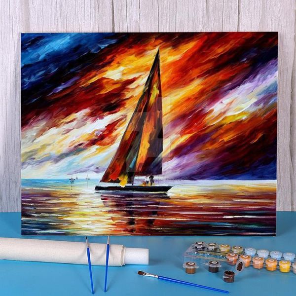 

paintings long sailing diy painting by numbers complete kit oil paints 40*50 on canvas decorative children drawing