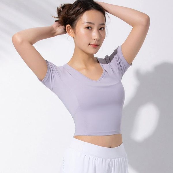 

yoga outfit spring summer 2021 fitness shirt women short mouths soprt t-shirt slender running fast smoking soft training