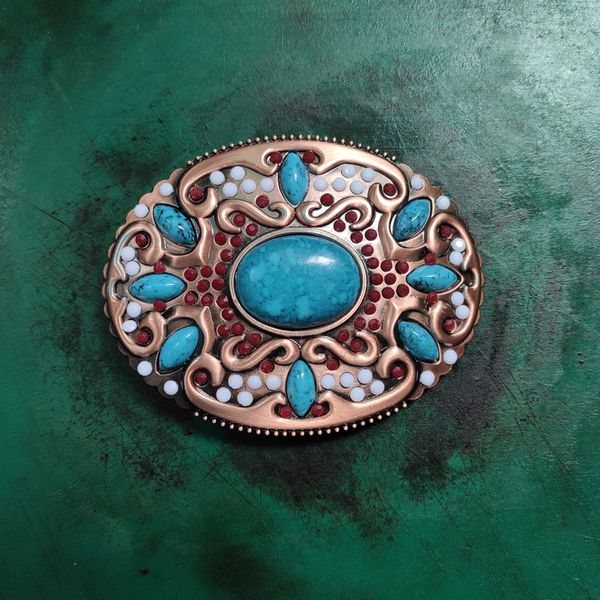 

1 pcs turquoise stone vintage men's western cowboy belt buckle fit 4cm wide jeans belt head, Slivery;black