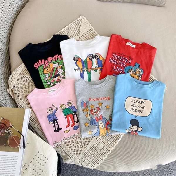

summer korean style baby girs long t shirts cartoon printed cotton short sleeve tee dress, Blue