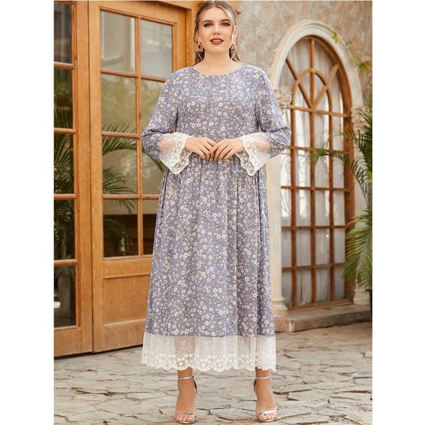 

ethnic clothing dubai kaftan muslim women maxi dress floral print islamic robe lace patchwork abaya ramadan arabic turkish middle east gown, Red