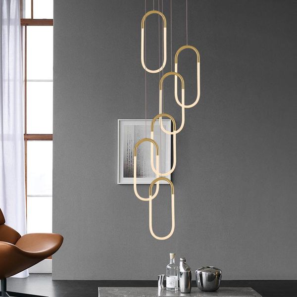 

pendant lamps gold medern lights modern design hall spiral staircase hanging lamp loft acrylic creativity indoor lighting