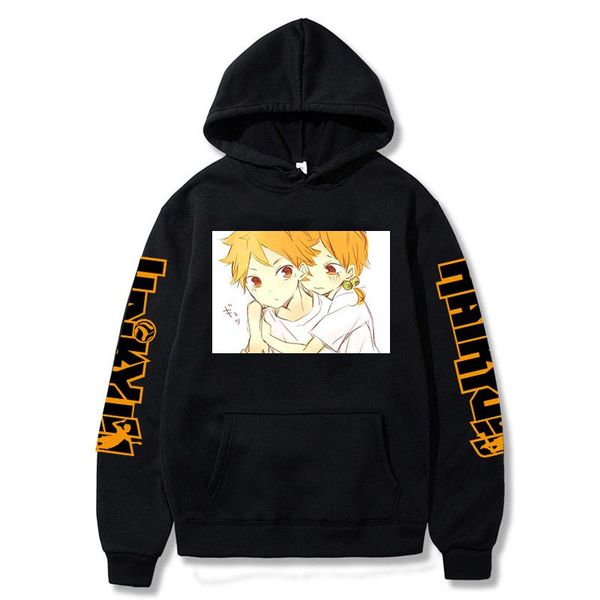 

men's hoodies & sweatshirts japanese anime haikyuu hinata shoyo karasuno hoodie men volleyball sweatshirt coat pullover harajuku cloth, Black