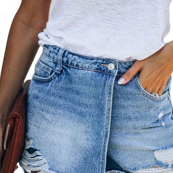

fashion ripped repaired denim shorts casual button denim shorts women summer party comfortable breathable wt drop shipping, White;black
