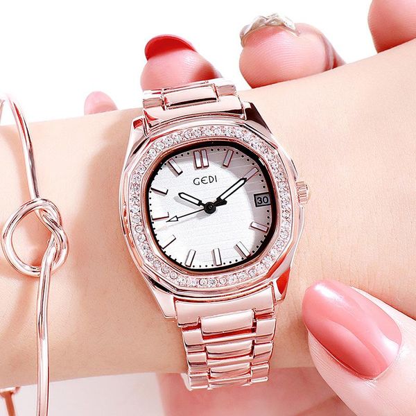

wristwatches fashion women female men quartz watch waterproof simple business steel strip watches calendar gold sport wristwatch gift, Slivery;brown