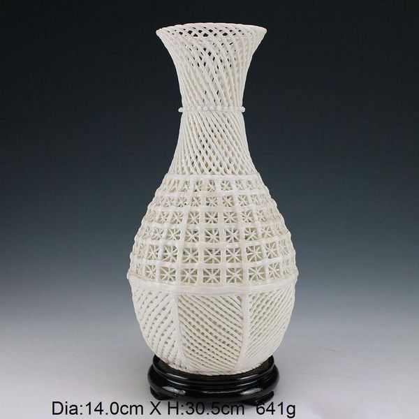

vases 12 inch / oriental antique hand-carved hollow-out the vase of porcelain