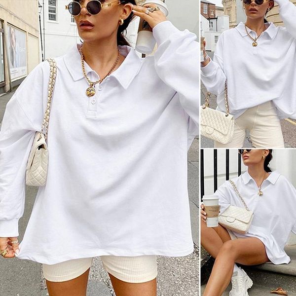 

women's t-shirt solid white casual sweatshirts for women autumn fashion long sleeve outfits pullover streetwear