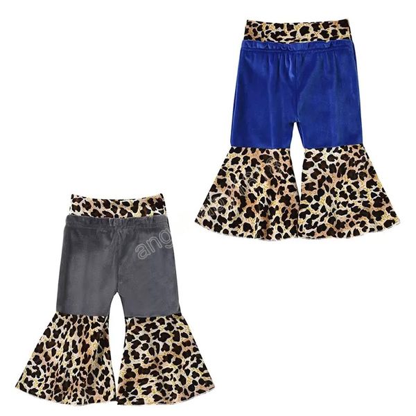 

kids clothing girls boys leopard trousers children golden velvet flared pants spring autumn fashion boutique baby clothes, Blue