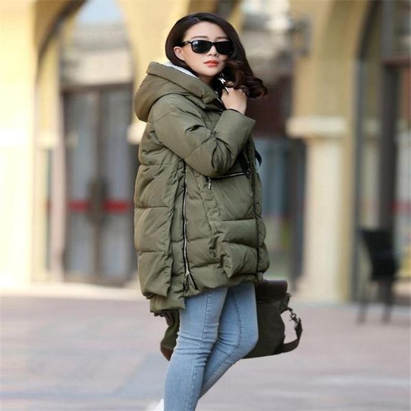 

europe and united states down jacket coats cotton jacket women's long cotton pad warm thick loose large size m-5xl, Black