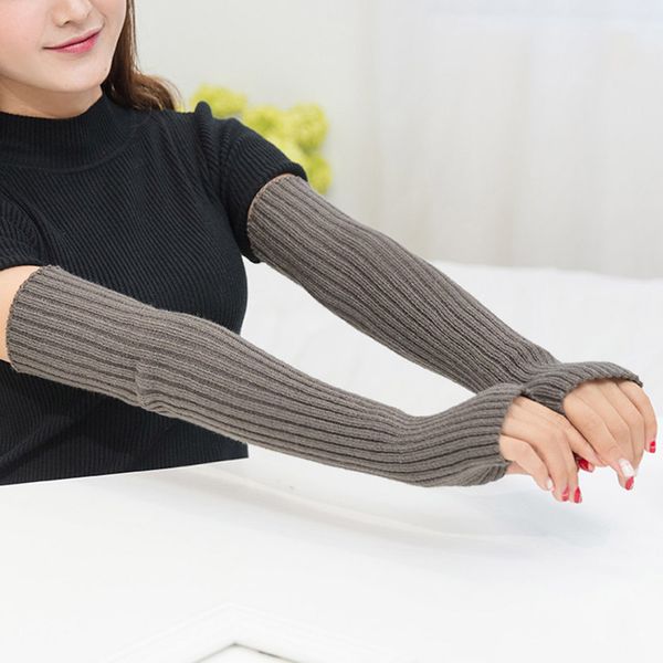 

winter autumn long knitting gloves for women cotton blend fingerless glove ladies elbow mittens mittens gifts invierno mujer, Blue;gray