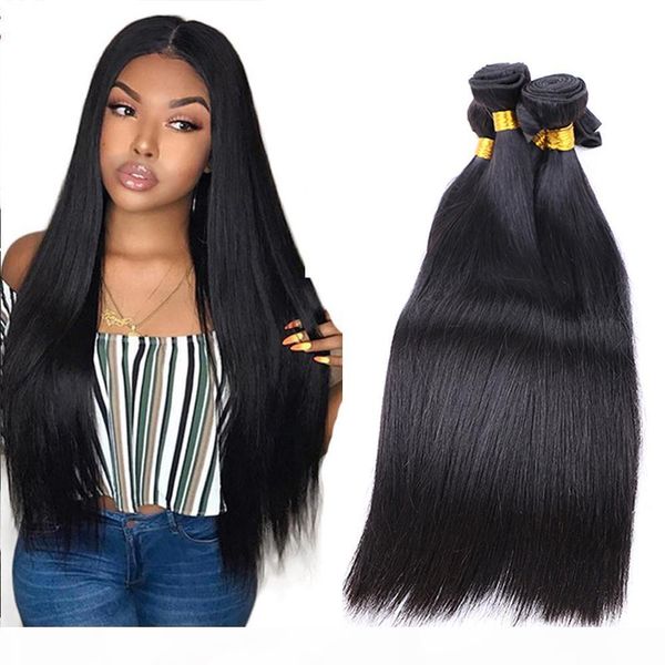 

malaysian straight hair weave 100% human hair bundles unprocessed remy hair extensions natural black color 3 or 4 bundles full head